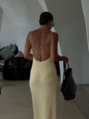 NWT Bahhgoose Nuage Backless Dress in Lemon XS/S